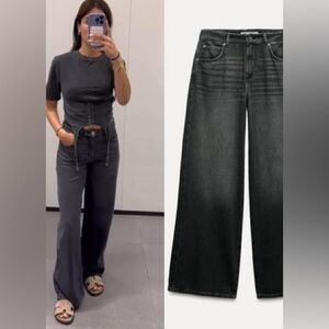 Zara Straight‑Leg Women’s Jeans in Washed Black/grey 8228 029